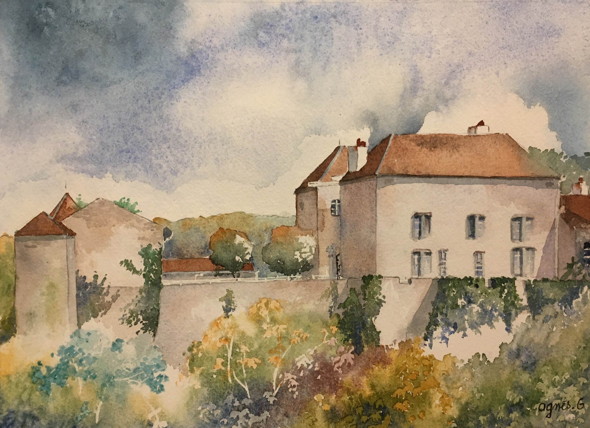 Aquarelle du Château de Jaulny par Agnès Guérard