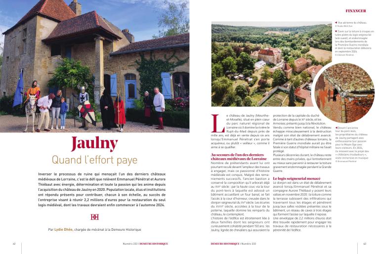 Jaulny quand l'effort paye - article de la Demeure Historique histoire d'une restauration